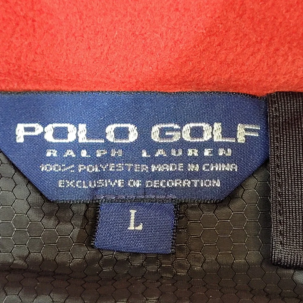 Polo Golf Ralph Lauren Mens Red Fleece Vest Sea Island Full Zip Large Mock Neck